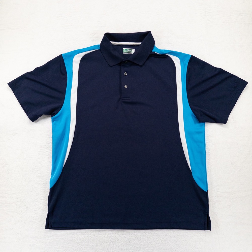 Ben Hogan Mens Polo Shirt XL Navy Blue Performance Golf Colorblock Short Sleeve